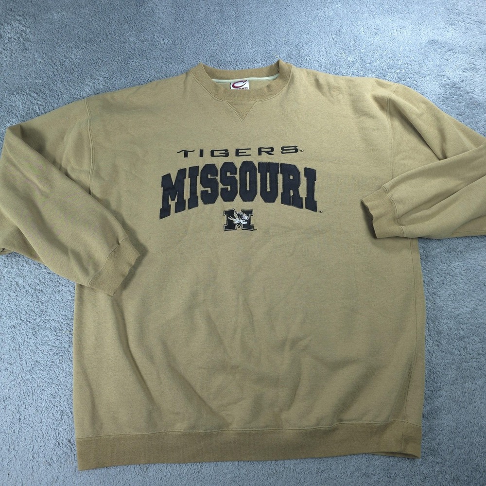 Cadre Athletic Missouri Tigers Sweatshirt Mens XXL Tan NCAA Embroidered Pullover